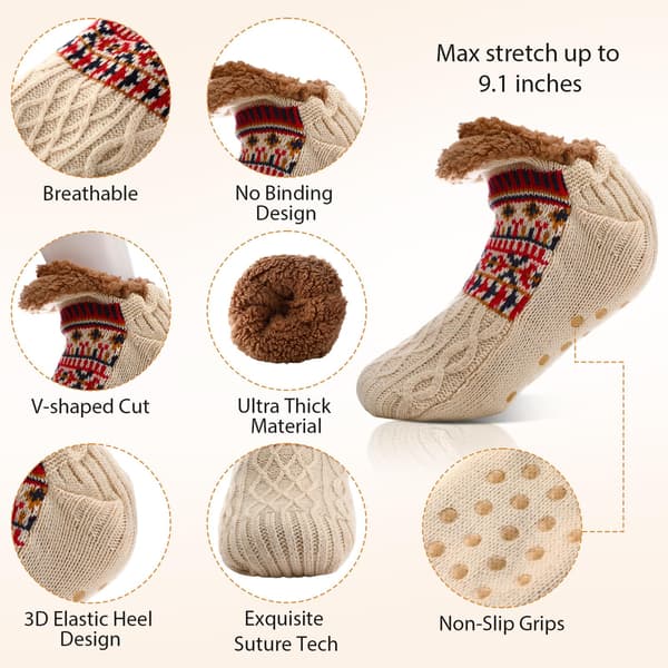 6 par mjuka toffelsockor för dam med grepp, halkfria vinterstrumpor