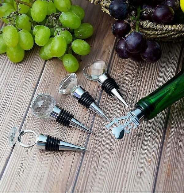 Vinflaskepropper og drikkeflaskepropper i krystal, diamantform, 2 stk.