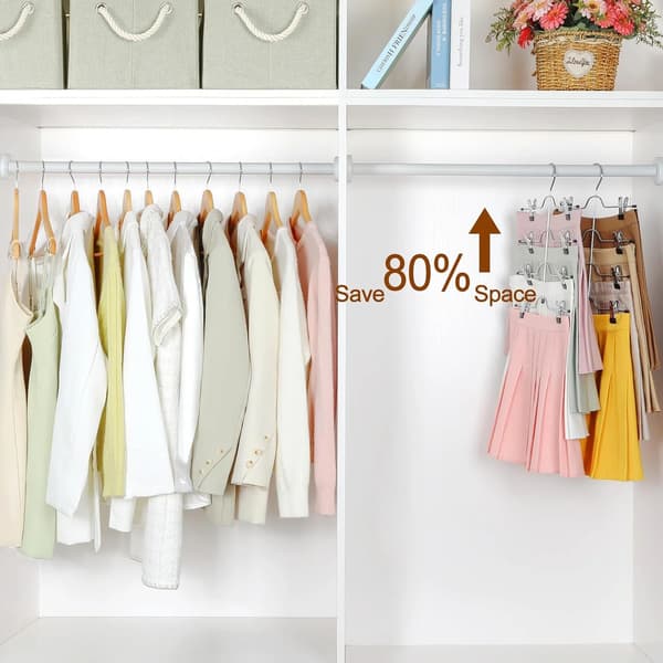 4-Tier Metal Hangers with Adjustable Non-Slip Clips, Space-Saving for Women's Closet Organization, Black, 4-Pack