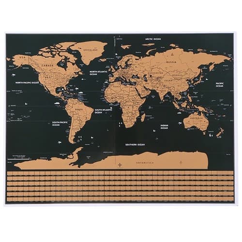 Skrabekort / Verdenskort - 82 x 59 cm
