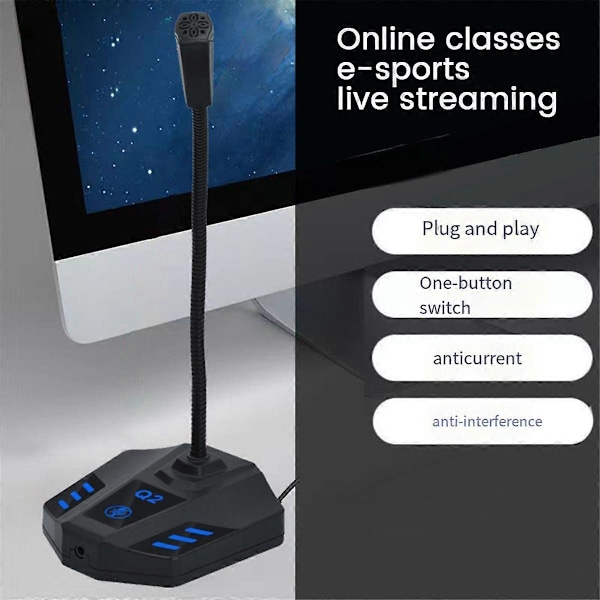 CASA Q2 Bordmonteret Svanenhals Kondensatormikrofon XLR Konferencemikrofon til Møder/Stemme/Gaming, 3,5 mm