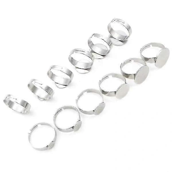 20 stk. ringemner justerbare fingerringe runde rustfrit stål DIY smykkefremstillingsmaterialer