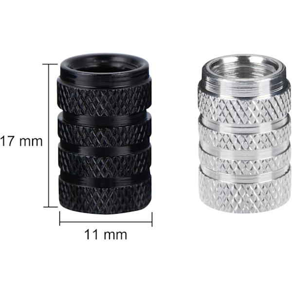16 st aluminium däckventilhattar bildäck dammskydd (svart och silver)