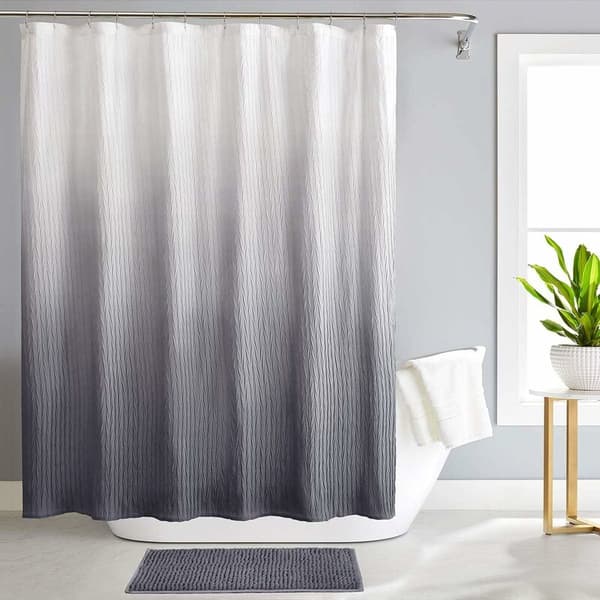 Badrumsgradient Vattentät Duschdraperi med Plisserade Krokar 70,87\" x 70,87\" Grå