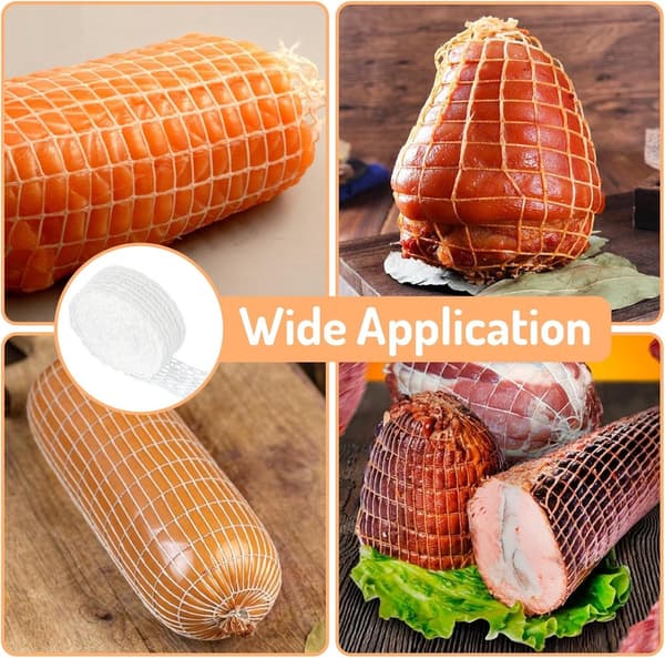 5m Meat Net on a Roll - Elastic Roasting Net, Sausage Net, Kitchen Twine - for Cooking, Smoking, Hanging Meat - White