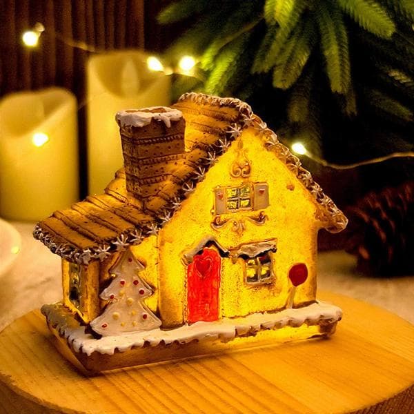 Julebyhus Jul Samleobjekt Pepperkakehus med LED-lys Flerfarget