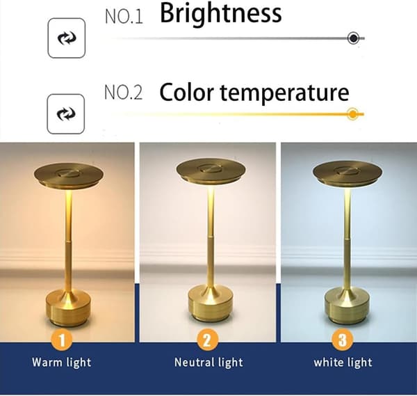 Wireless Gold Touch Lamp with 3 Color Modes and Eye Protection-FX-