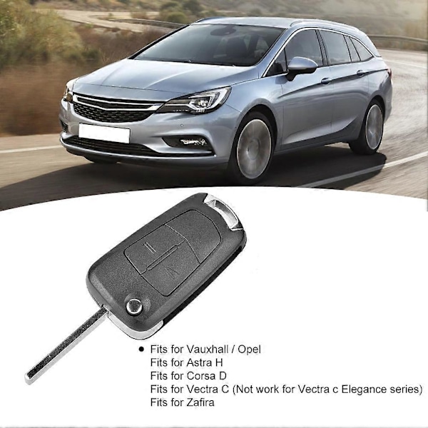 Vikbart bilnyckelfodral 2 knappar tillbehör passar Vauxhall / Opel Astra H
