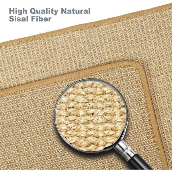 Cat Scratch Mat, Natural Sisal Woven Scratch Mat Non-Slip Practical Claw Care Toy Cat Mat Protects Carpets and Sofas 40x60cm Brown