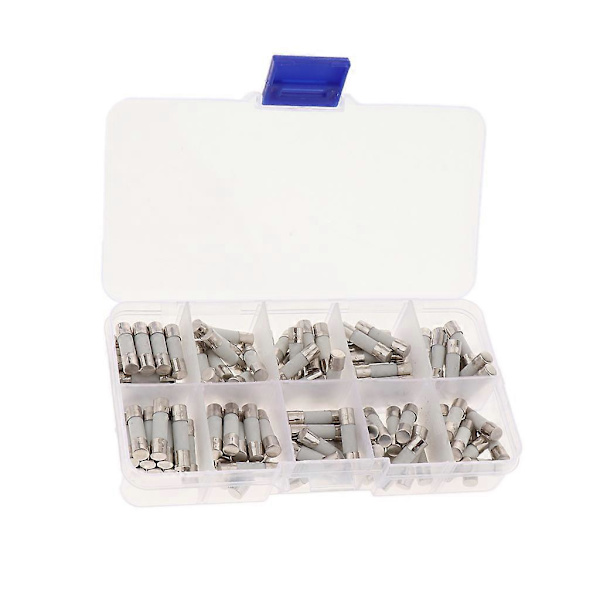 5x20mm 0.5A-30A Keramiske Rør Sikringer Assorteret Sæt med Sikringsholder - 100 stk./pakke
