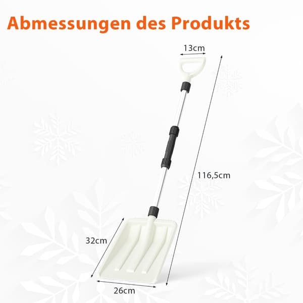 Sne skovl 26 cm bred, ergonomisk aluminiumhåndtag
