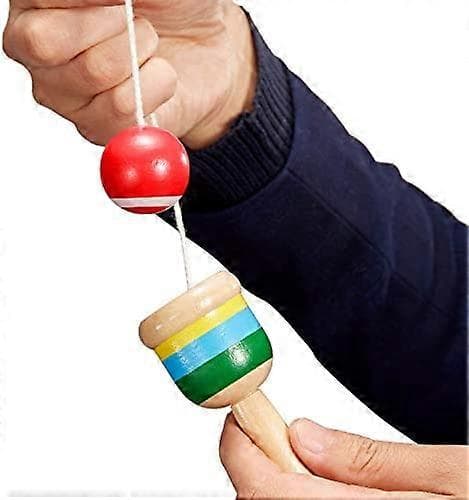 2-delt Jacks-spil med bold, padelbold med snor, kop og bold, mini-træ-fangebold