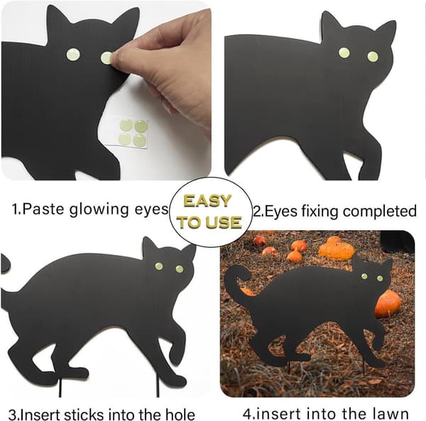 Halloween 3-delt hageskilt svart katt utendørsdekorasjon
