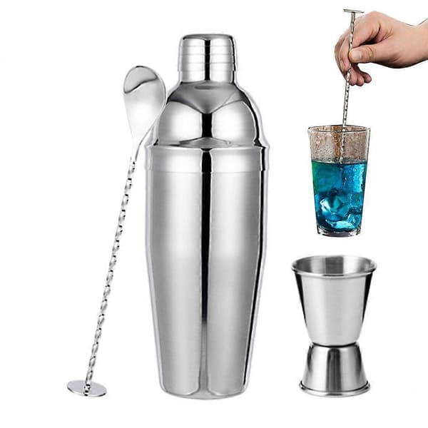 Cocktail Shaker Sæt 71 cl Rustfrit Stål Martini Drink Mixer med Målejigger Blandeske Bartilbehør til Begyndere og Bartendere