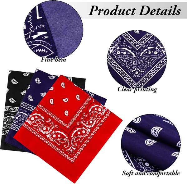 3-pakke multifunksjonelle bandanas Paisley-mønster Cowboy pannebånd skjerf unisex hodeplagg
