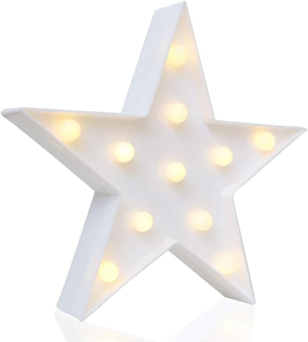 Stjerneformet skiltlampe med varm hvide LED-lys - Stue, seng