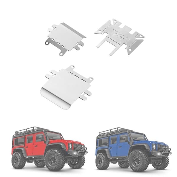 3 stk. rustfrit stål chassis rustning akselbeskytter glideplade til TRX4M 1/18 RC Crawler bil opgraderingsdele