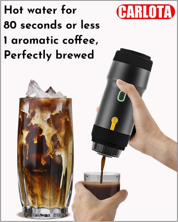 Portable Espresso Machine, 3-in-1 Portable Coffee Maker, 20 Bar Mini Espresso Machine, Self-Heating Travel Espresso Maker