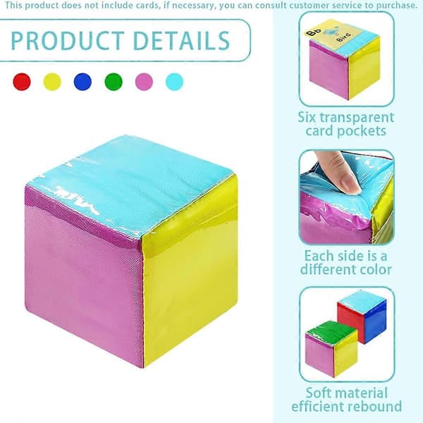 Pocket Dice DIY Education Game Dice Classroom Soft Dice with Clear Pocket Large Teacher Dice Learning Cubes