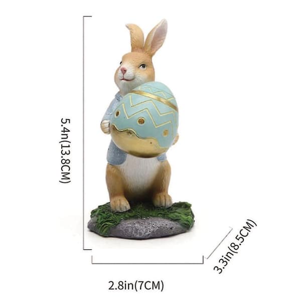 Rabbit with Carrot Sculpture Spring Easter Home Decor Polyresin Figurine Ornament Blue Blue