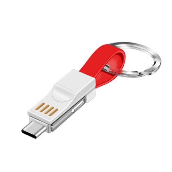 Vaorlo 3 i 1 Bärbar Mini Nyckelring USB Kabel Micro USB Typ C För Iphone Snabbladdare Data Sync Laddningskabel Cabo USB Kabel red