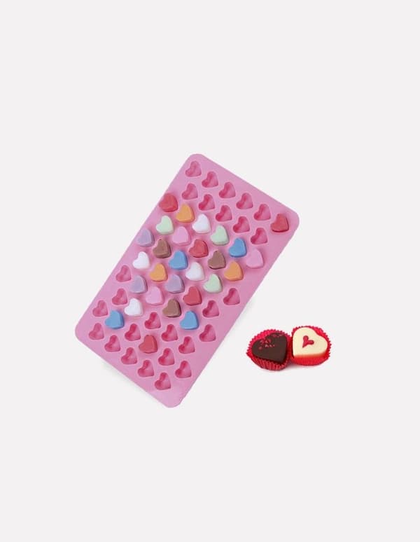 55 Hearts Heart Praline Silicone Mold Praline Mold Baking Mold Chocolate Casting Mold Rosa pink