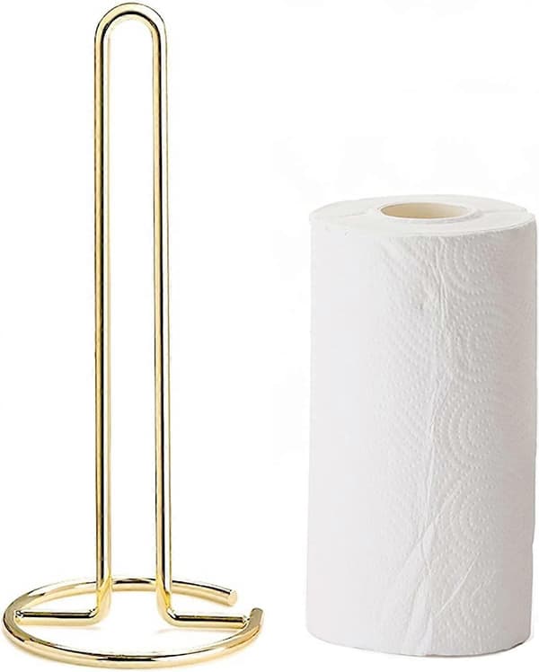 Paper Towel Holder Kitchen Roll Holder Fits All Kitchen Rolls Vertical Kitchen Roll Holder Towel Holder (Gold) [DB]