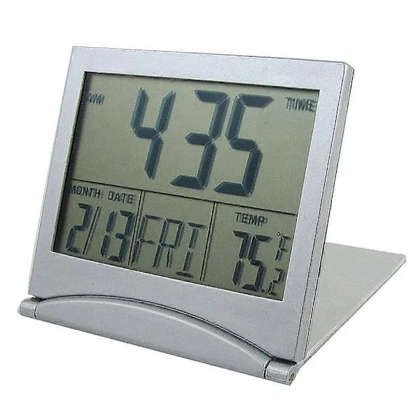 Foldable Battery-Powered Calendar Temperature Digital Alarm Clock