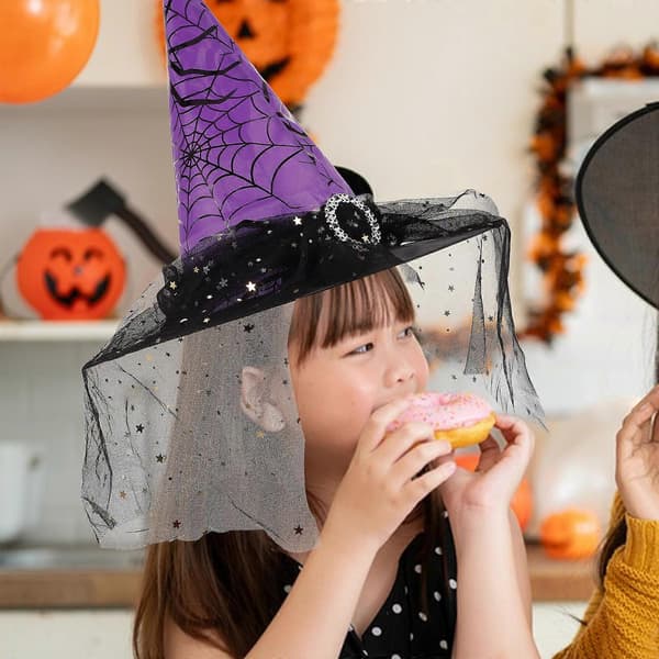 Halloween Heksehat Cosplay Heksehat til Dekoration Lilla Cosplay Tilbehør