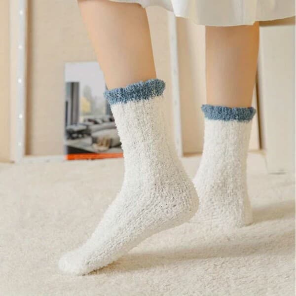 Fuzzy Rag Socks - Plysch Varm Fleece Blå blå blue