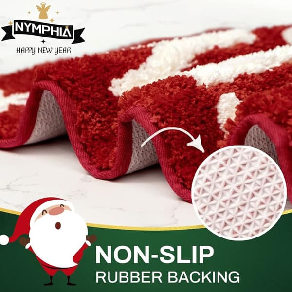 Blød Rød Badeværelsesmåtte, Skridsikker Mikrofiber, Maskinvaskbar, 20 \"