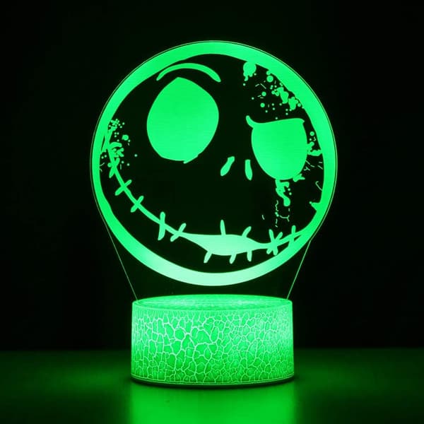 Halloween Town Græskarkonge Jack Skellington 3D Illusion Natlampe, USB Natlampe til Børneværelset