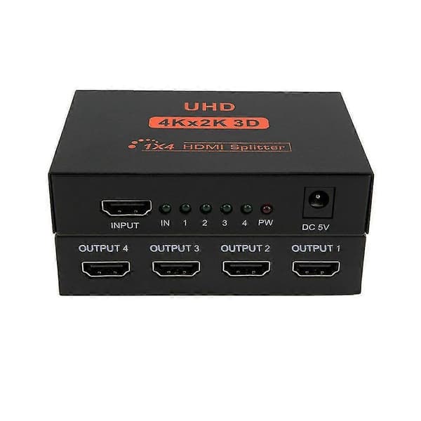 HDMI-splitter 1 in 4 ut 4-vägs HDMI-distribution stöder 3D 4K 1080P HDMI-splitter 1X4 HDMI-splitter