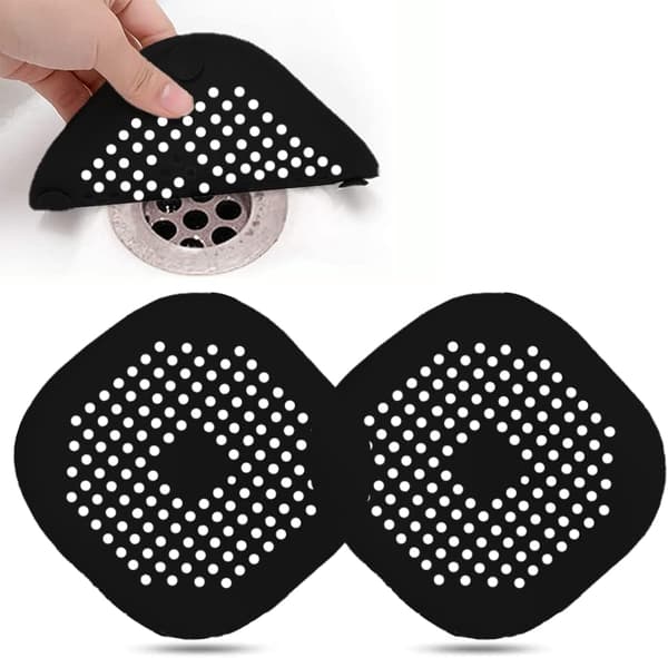 2 stk silikonavløpsdeksel, vaskefilter med sugekopp, badekaravløpsfilter, vask og baderomsfilter.