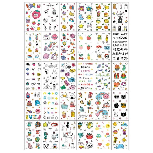 Väliaikaiset \"feikki\"-tatuoinnit 30 kpl Squishy-hahmoja