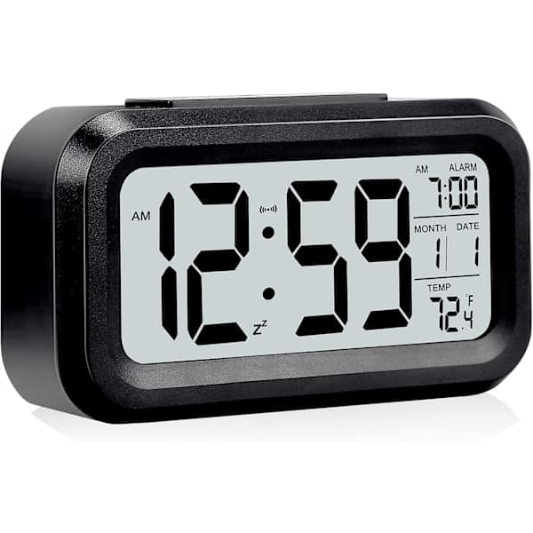 Suuri digitaalinen herätyskello LCD-näytöllä (musta)