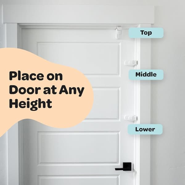 Child Safety Door Lock Snap-On, No Tools or Adhesive Required for Interior Doors, Door Knobs, and Handles, White