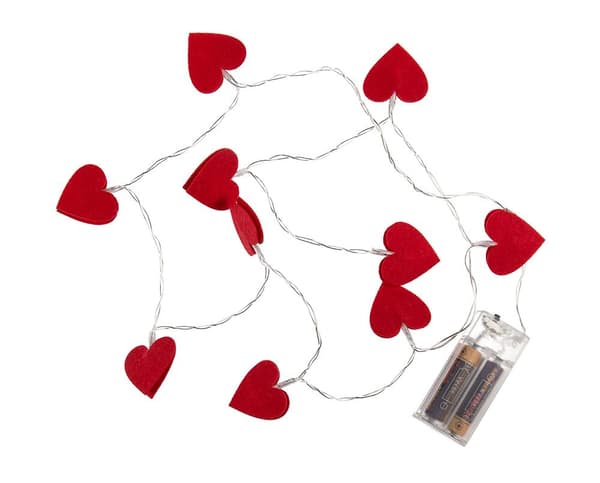 Lyskæde Hjerter / LED-kæde - 120cm - Røde Hjerter Röd red