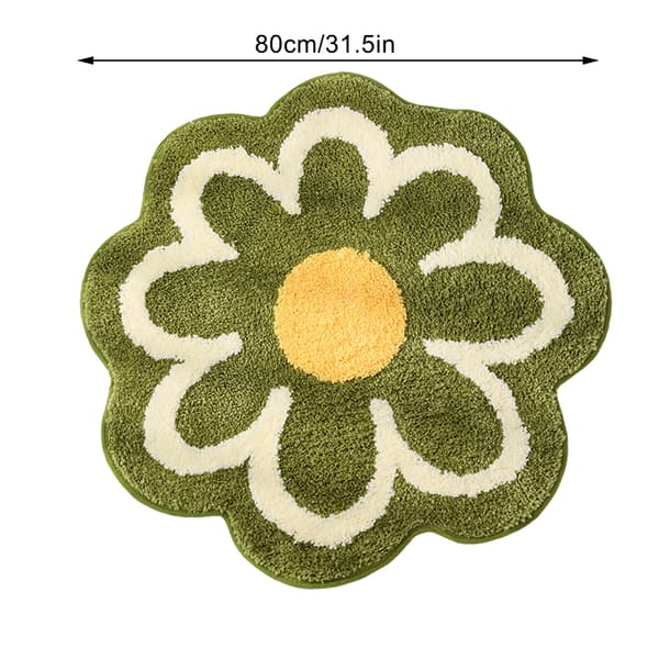80x80 cm Grön Kashmir-imitation Matta Blomma 1 st