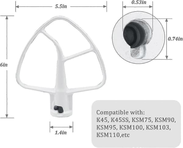 K45b Universal Kjøkkenassistent Deigmaskin, 4,5qt Rørespade, Rørevise Flat Visp