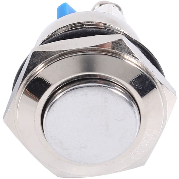 12V 16mm Waterproof Momentary Metal Push Button ON OFF Horn Switch Silver