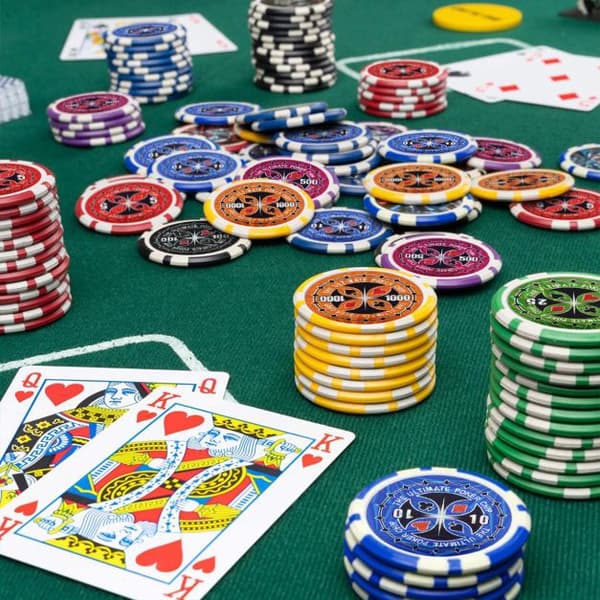 Pokerchipset, 300 marker, aluminiumfodral – Texas Hold'em