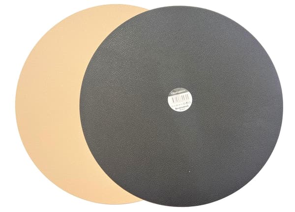 Coasters Round Leather Look Beige/Black 4-pack Svart black