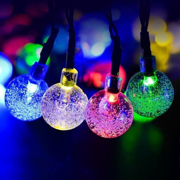 50 LED Solcellelamper Utendørs 7m 8 Moduser Belysning Solcellelamper med Vanntett Lyssensor Krystallkule Varmhvit Solcellelampe Dekorativ Fargerik