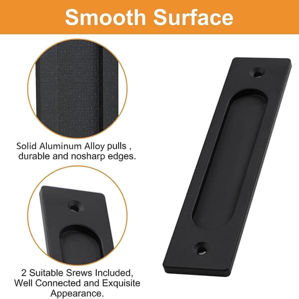 Rectangular Recessed Sliding Door Handle in Aluminum Alloy with Mounting