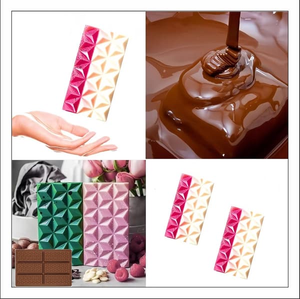 Diamond Shaped Chocolate Molds Deep Silicone Molds with 6 Baking Trays Non-Stick Coating Reusable BPA-Free Includes a Spatula and 100-Pack
