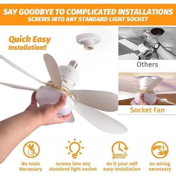 Ceiling Fan, 30W Ceiling Fan with Light, E27 Socket, Cream White Cover, Pearl White