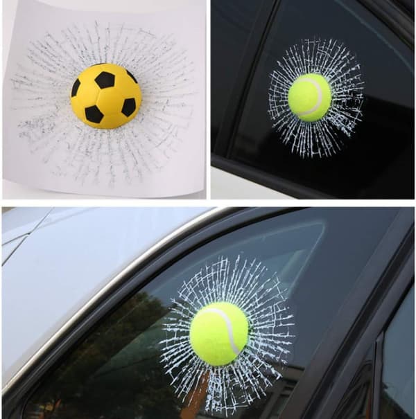 3D-bilstickers med roliga bollar, fönsterdekaler