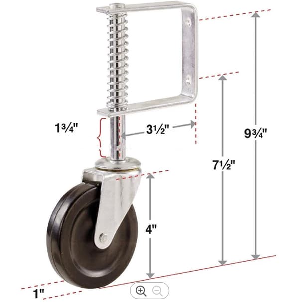 Select Hardware Spring-Loaded Swivel Gate Caster, 4\" Heavy Duty W