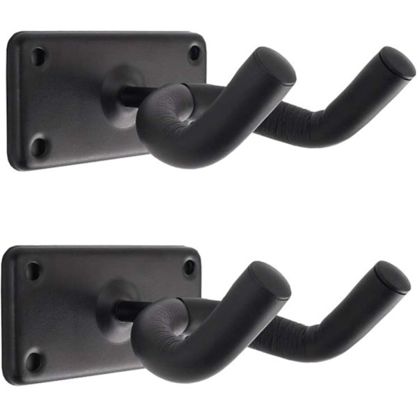 Set med 2 gitarrväggfästen, svart gitarrväggfäste i metall